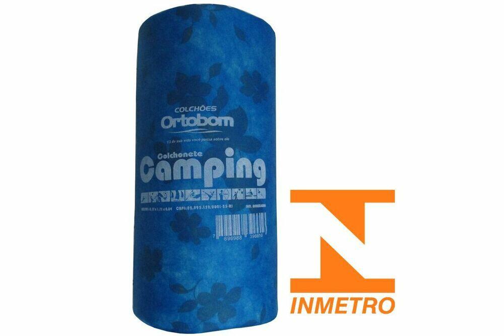 Colchonete Mochila Ortobom Camping 4x55x175cm Azul/Branco