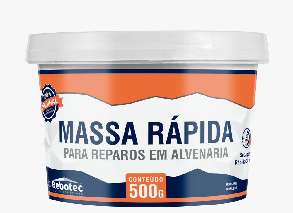 Massa Acrílica 500g Massa Rápida Cinza Rebotec