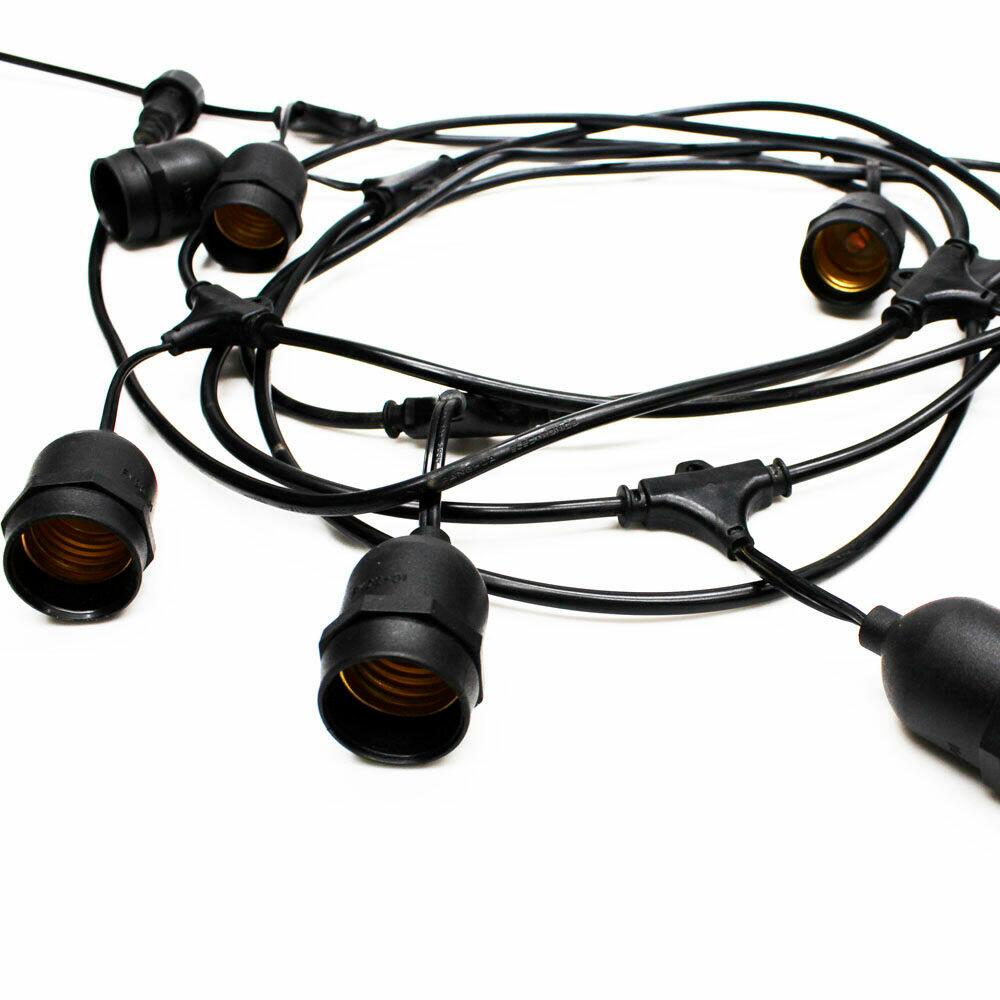 Cordão Cipro com Prolongador Taschibra para 8 Lâmpadas 25W Preto