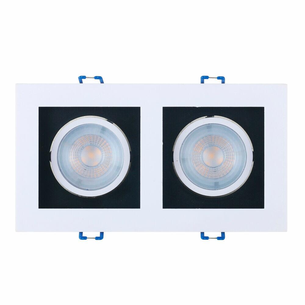 Spot LED de Embutir 2 Lâmpadas Frame Recuado 10W 3000K Preto/Branco Luz Amarela Taschibra