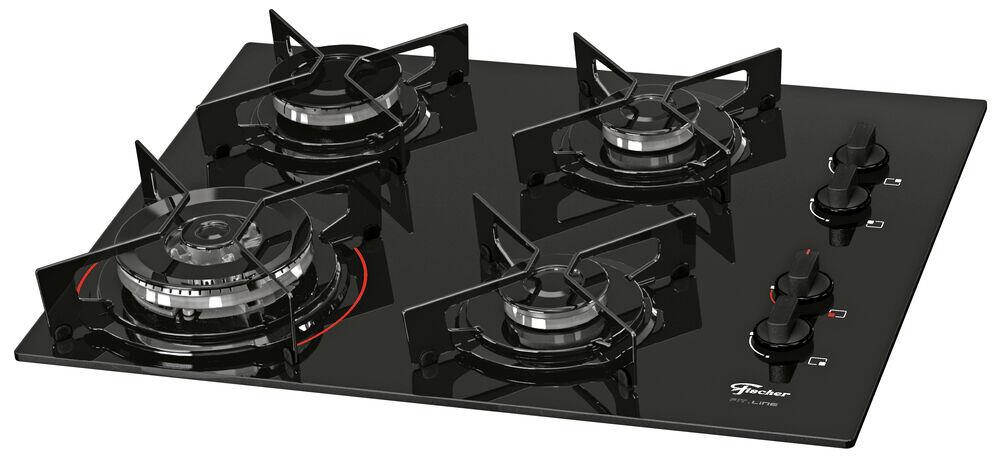 Cooktop a Gás 4 Bocas TC Fit Line Preto Fischer