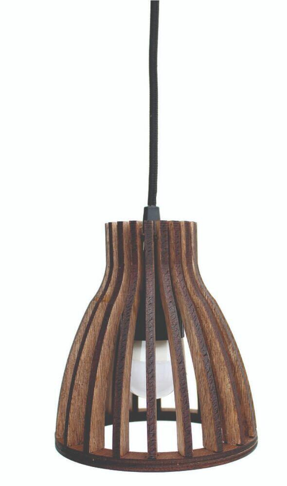 Pendente Illumine 1 Lâmpada Pasha Cabo PP 20cm E27 Imbuia