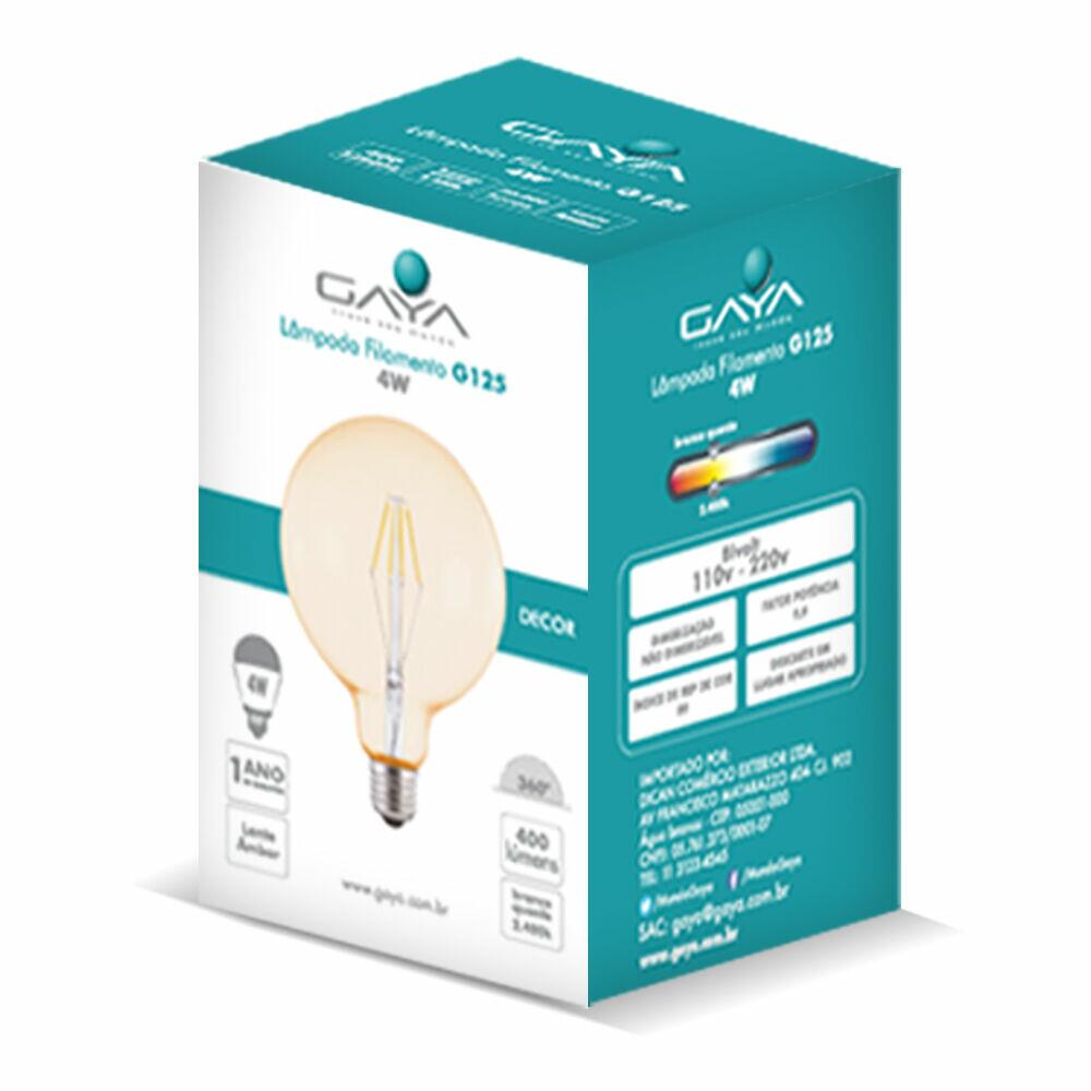 Lâmpada LED Filamento Vintage G125 Gaya Bivolt 2400K