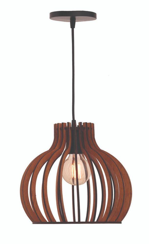 Pendente Illumine 1 Lâmpada Lotus Cabo PP 20cm E27 Imbuia