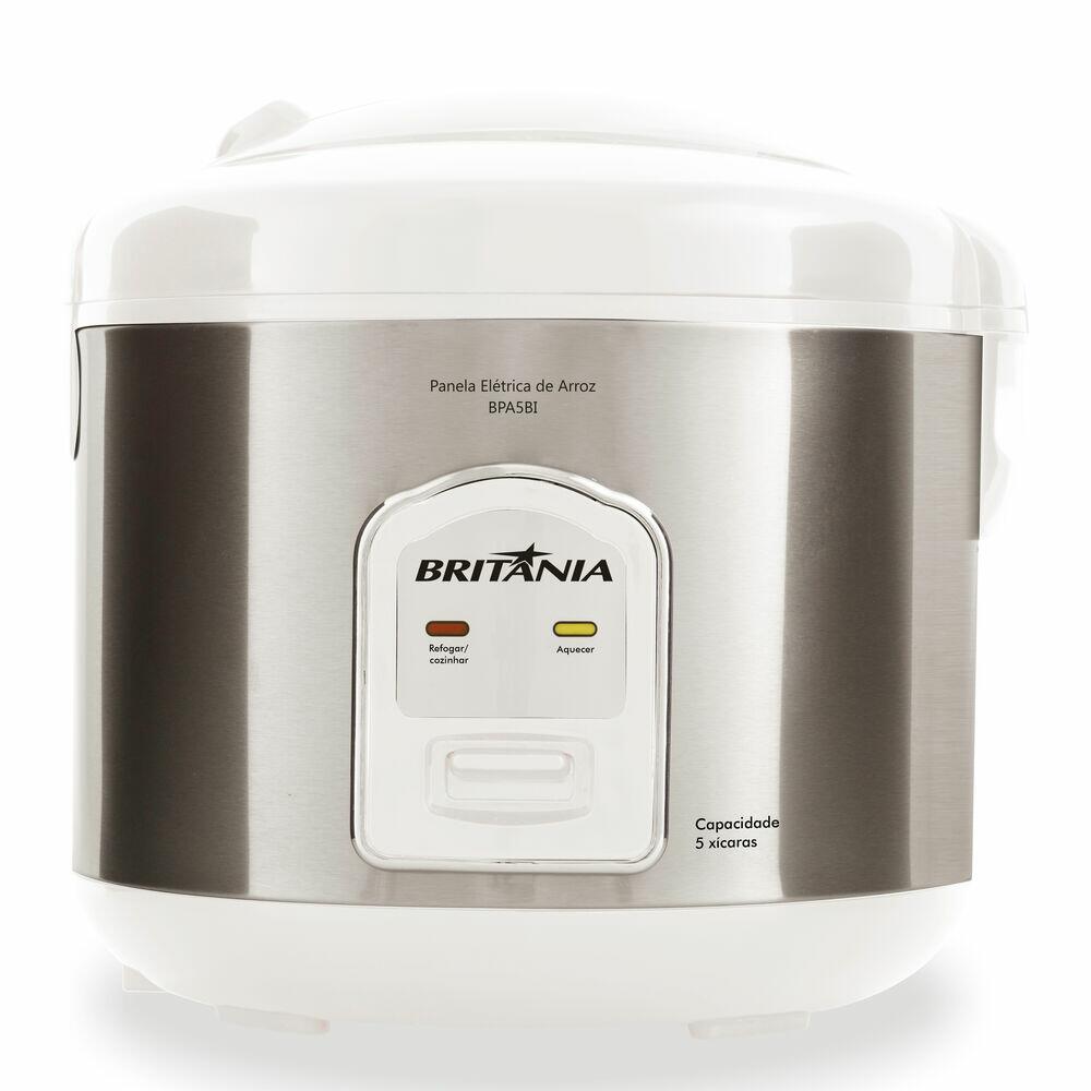 Panela de Arroz Britânia 5 Xícaras BPA5BI Inox/Branco