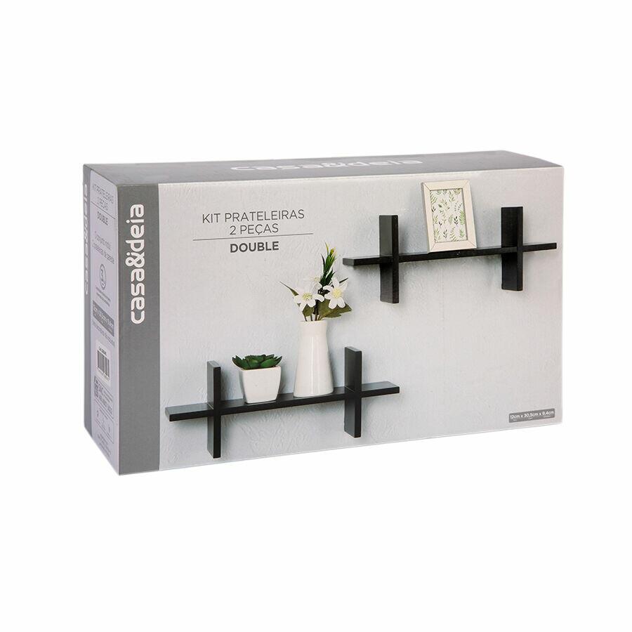 Kit de Prateleiras Double com 2 peças 30,5x9,4x12cm Cinza Diagonal