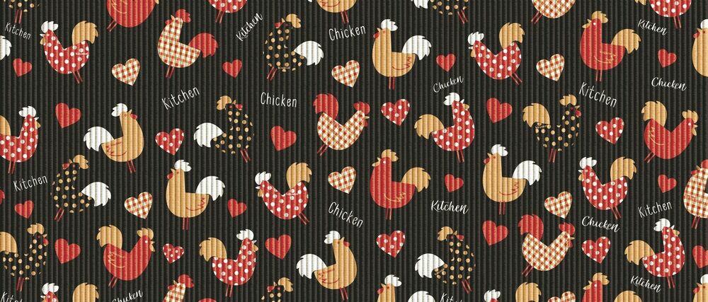 Passadeira Kapazi Tropical 43x65cm Galinhas Preto
