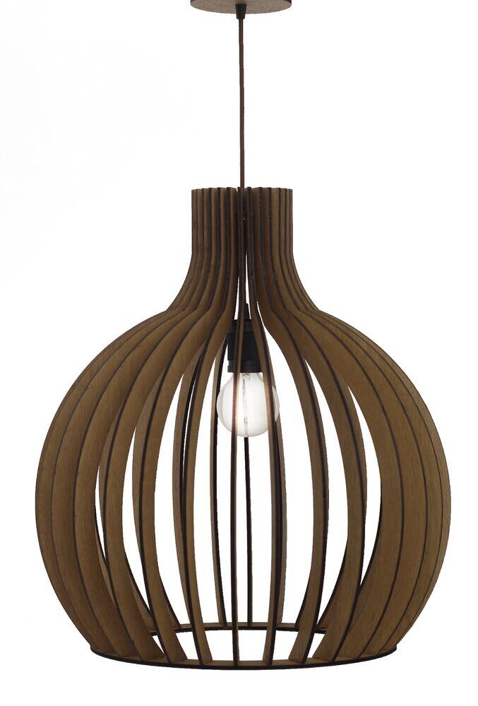Pendente Illumine 1 Lâmpada Lotus Cabo PP 50cm E27 Nogueira Moka