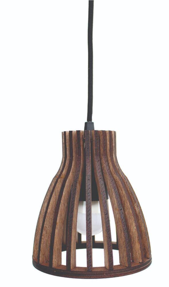 Pendente Illumine 1 Lâmpada Pasha Cabo Tecido 20cm E27 Imbuia