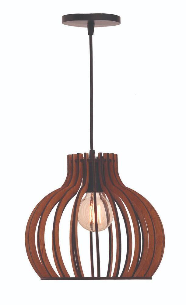 Pendente Illumine 1 Lâmpada Lotus E27 Imbuia