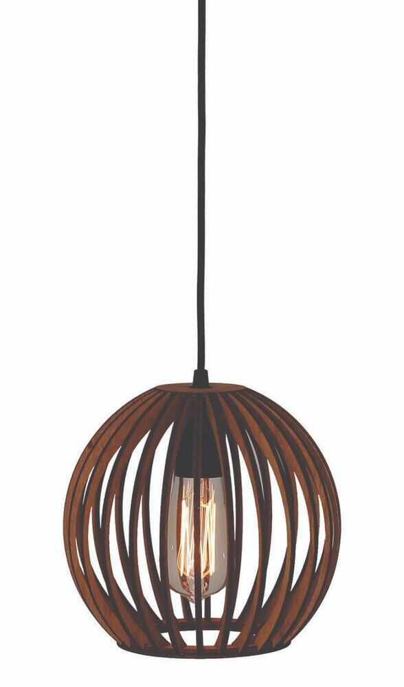 Pendente Illumine 1 Lâmpada Luna Cabo Tecido 20cm E27 Imbuia