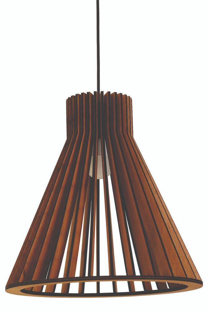 Pendente Illumine 1 Lâmpada Lilis Cabo Tecido 40cm E27 Imbuia