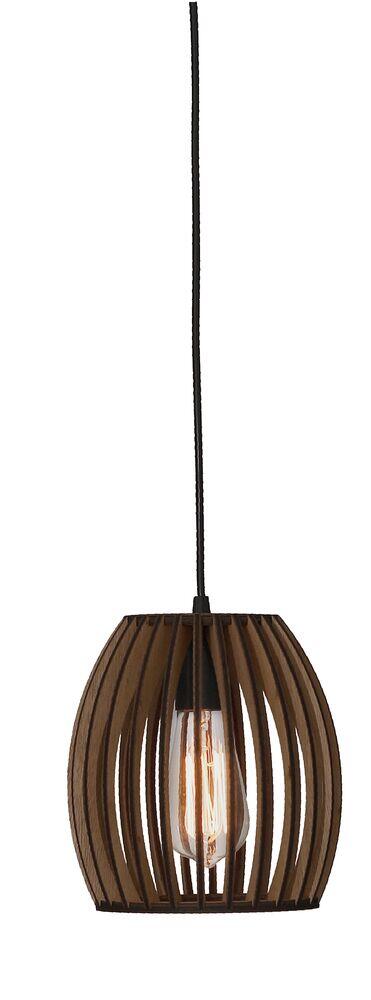 Pendente Illumine 1 Lâmpada Agler Cabo Tecido 19x22cm E27 Nogueira Moka
