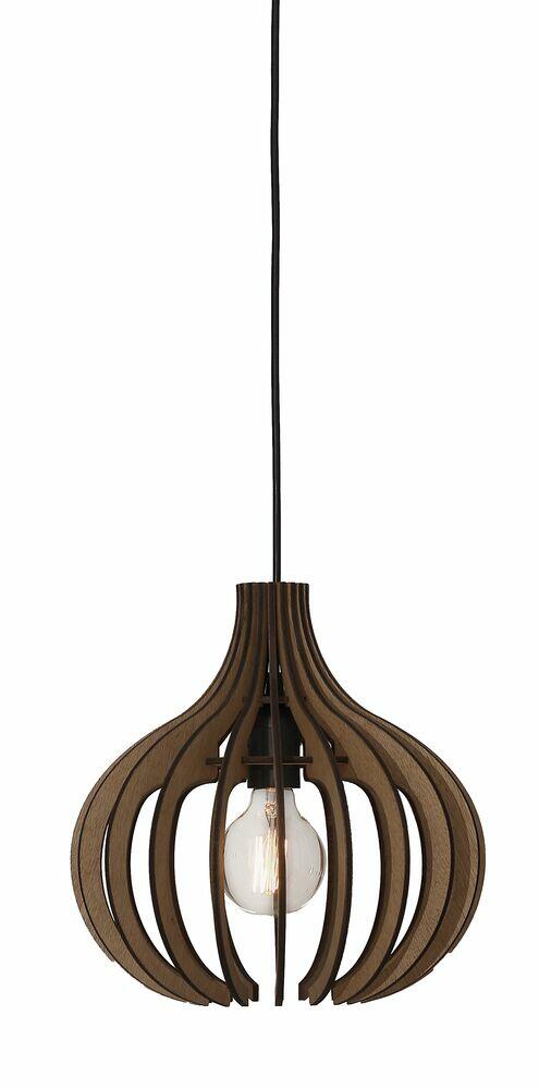 Pendente Illumine 1 Lâmpada Laila Cabo Tecido 30cm E27 Nogueira Moka
