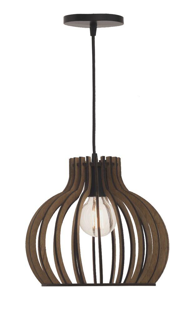 Pendente Illumine 1 Lâmpada Lotus Cabo PP 20cm E27 Nogueira Moka