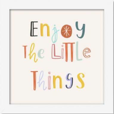 Quadro Diagonal Frases Moments Enjoy 18x18cm Branco Quadrado