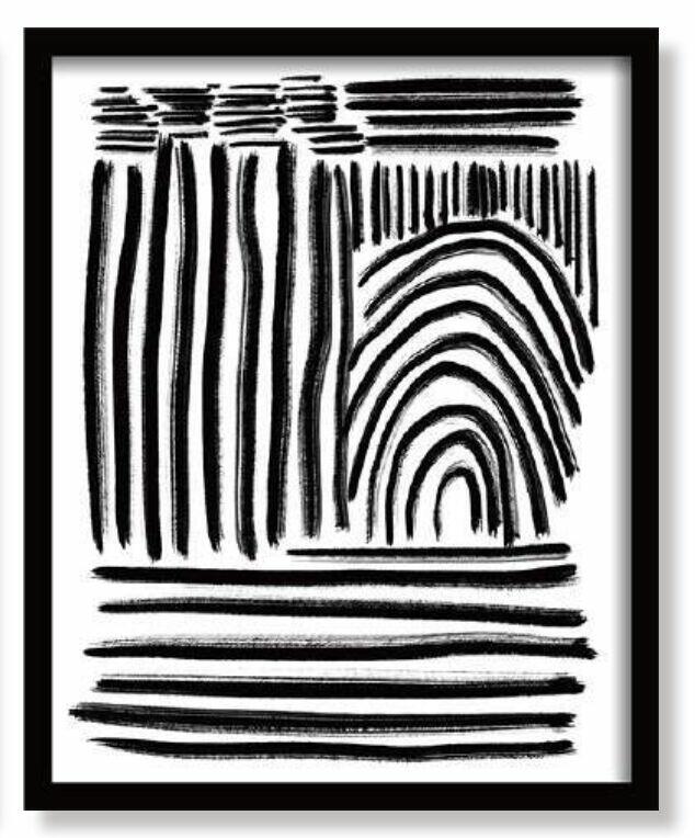 Quadro Abstrato Line Two 54x43cm Moldura Preta Quadrado Diagonal