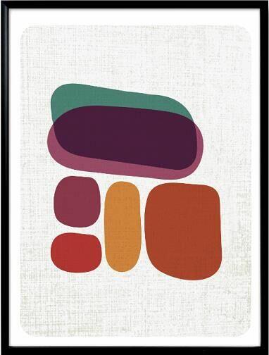 Quadro Diagonal Harmony Roxo 24x44cm Moldura Preta