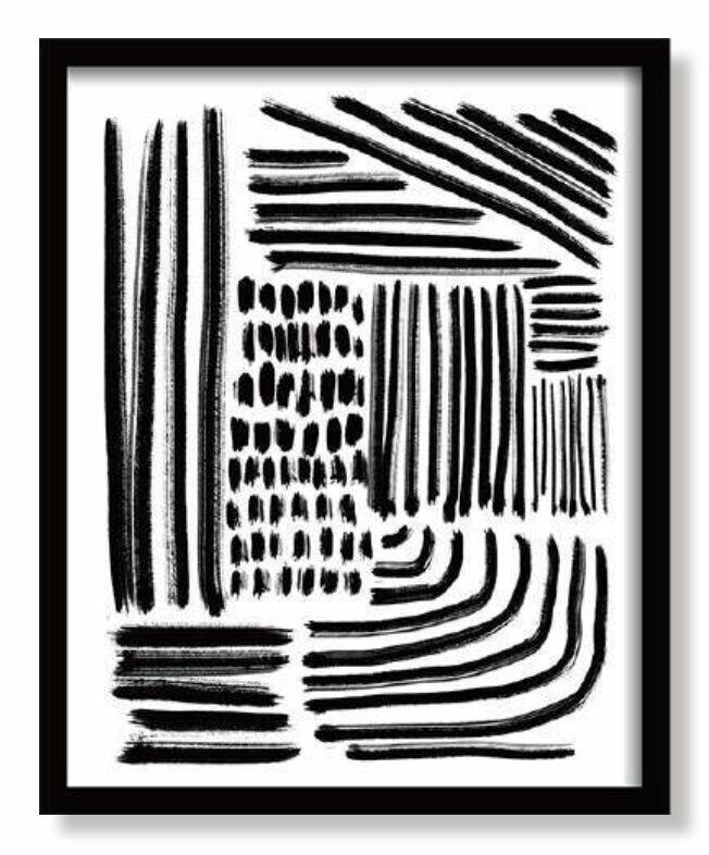 Quadro Diagonal Abstrato Line On 54x43cm Moldura Preta Quadrado