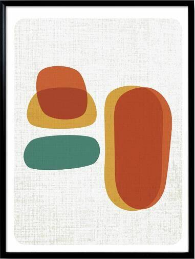 Quadro Diagonal Abstrato Line Two 34x44cm Moldura Preta Quadrado