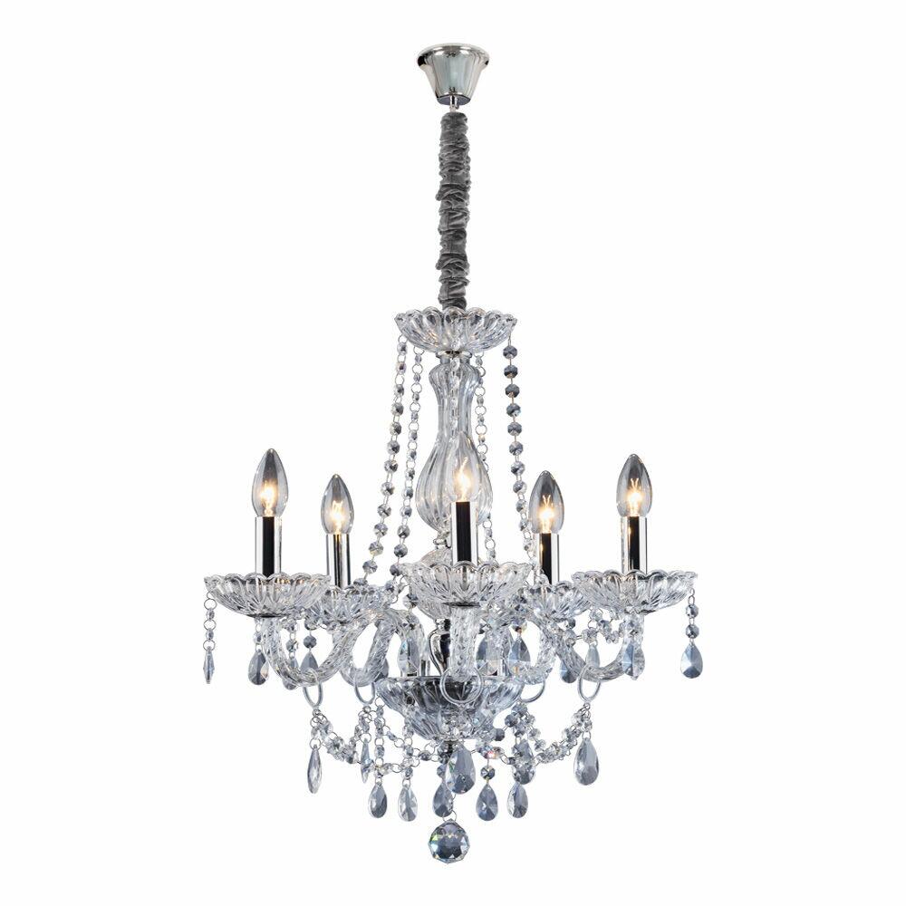 Lustre de Cristal Bronzearte 5 Lâmpadas E14 Clássico Transparente