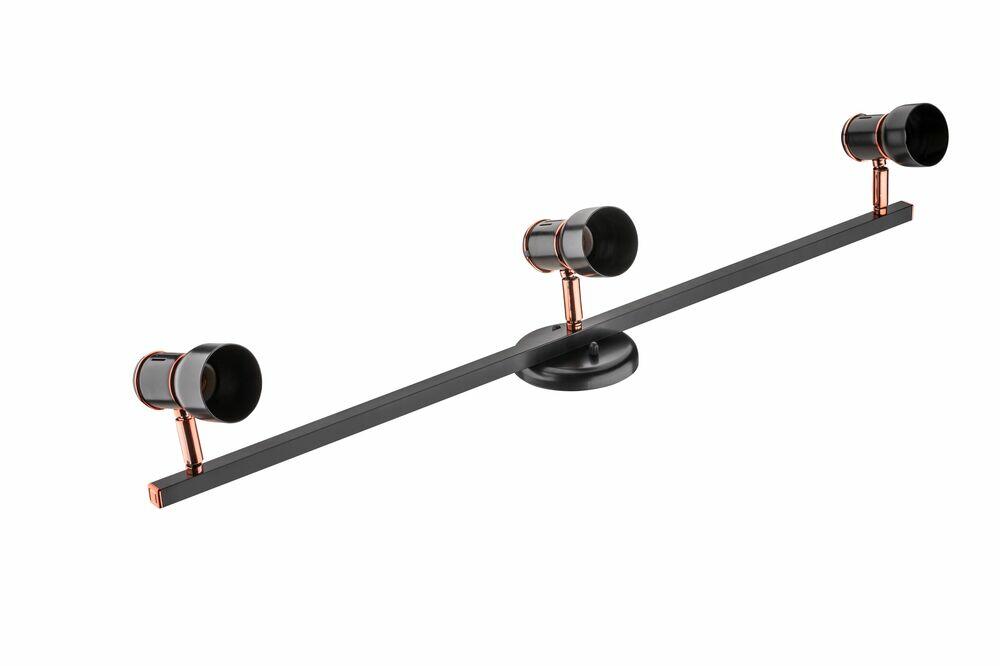 Trilho Linha Versátil 3 Lâmpadas E27 Preto/Cobre 275/3 PR/CO Dital