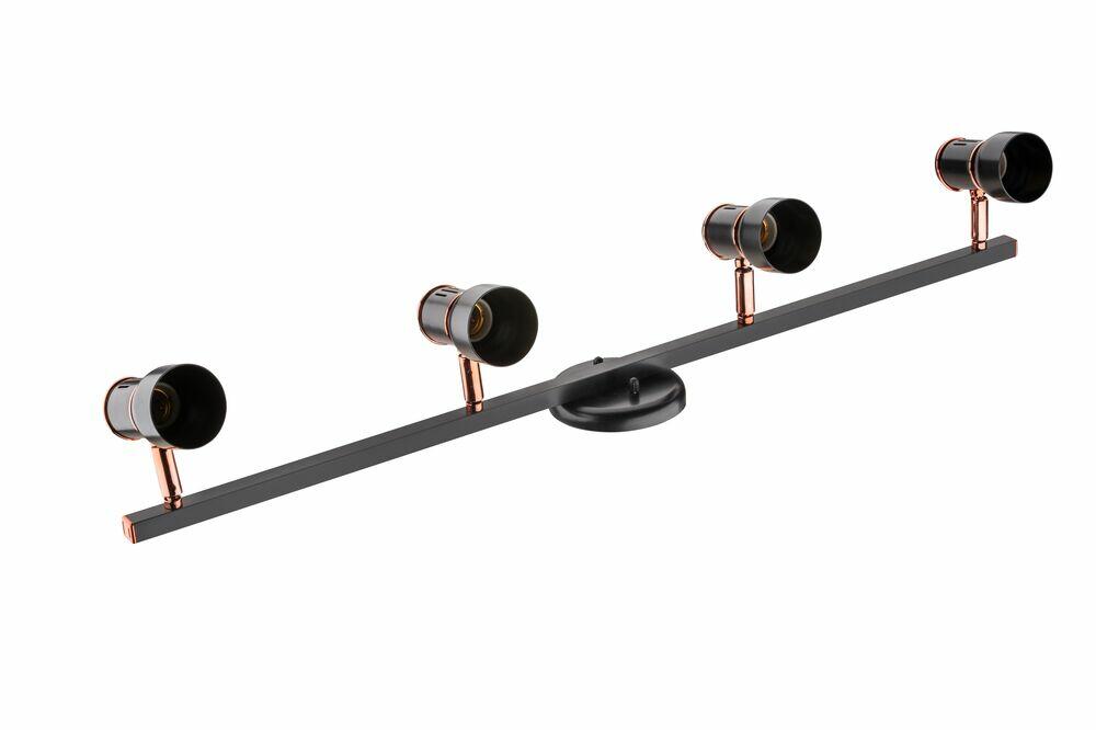 Trilho Linha New 4 Lâmpadas E27 Preto Cobre Dital