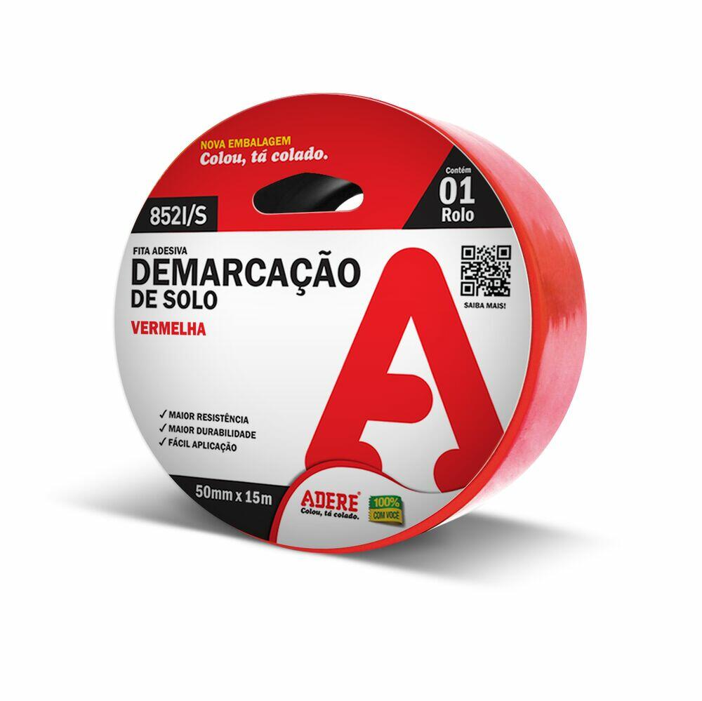 Fita para Demarcação Solo Adere 50mmx15m Vermelha