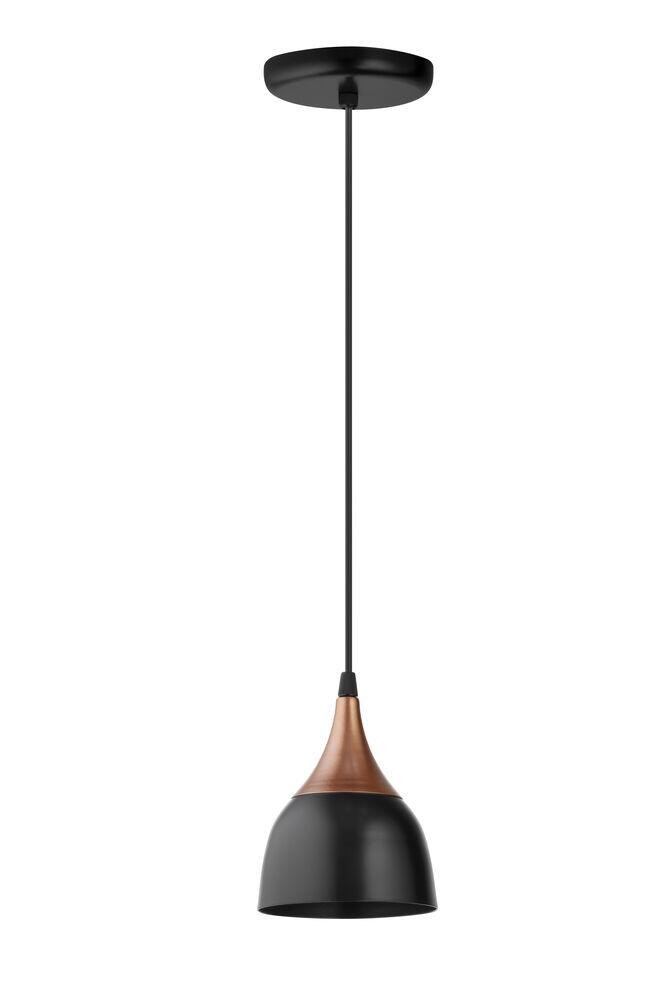 Pendente 1 Lâmpada Linha Evidence E27 Preto/Cobre Vitralux