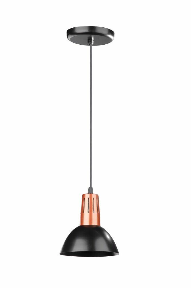 Pendente 1 Lâmpada Linha Brilhus E27 Preto/Cobre Vitralux