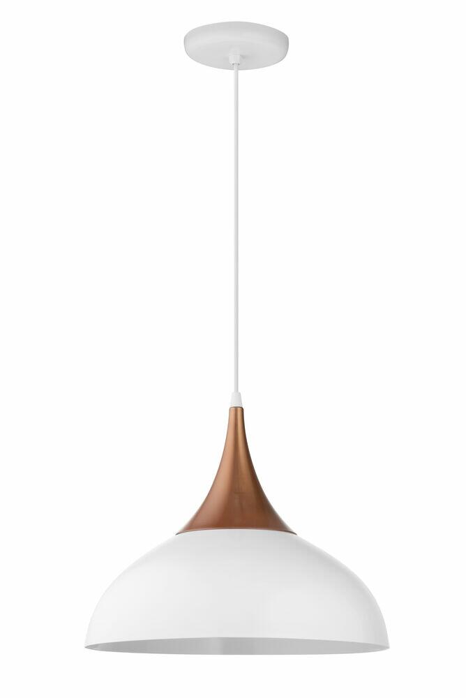 Pendente 1 Lâmpada Linha Evidence E27 Branco/Cobre Vitralux