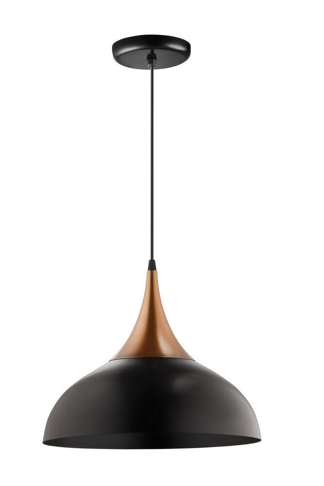 Pendente 1 Lâmpada Linha Evidence E27 Preto/Cobre Vitralux