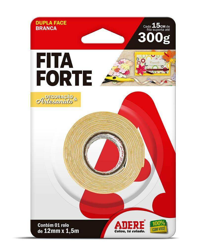 Fita Dupla Face Adere 12mmx1,5m Branca