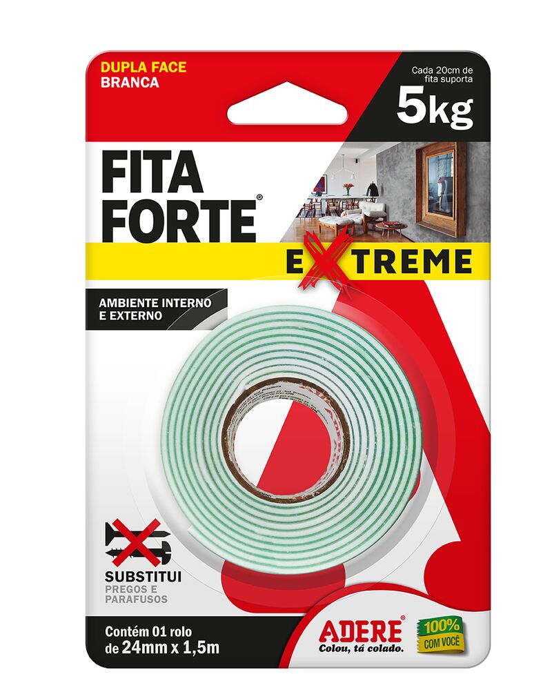 Fita Dupla Face Adere 24mmx1,5m Extreme Bege
