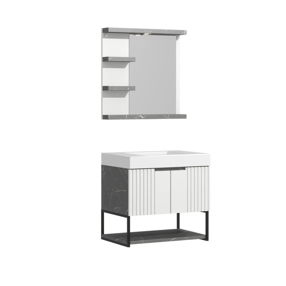 Gabinete para Banheiro Suspenso MDF/MDP com Espelheira Urban Cinzell 60x42cm C-Linea
