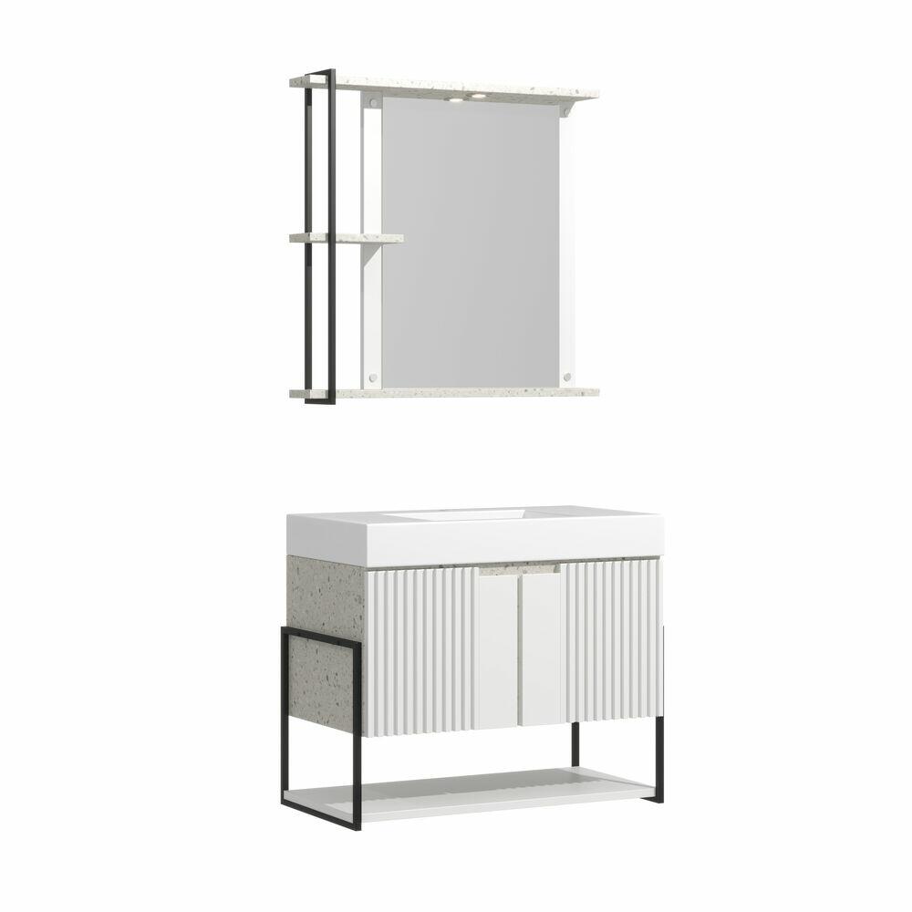 Gabinete com Espelheira para Banheiro C-Linea Cube 71x80cm Suspenso