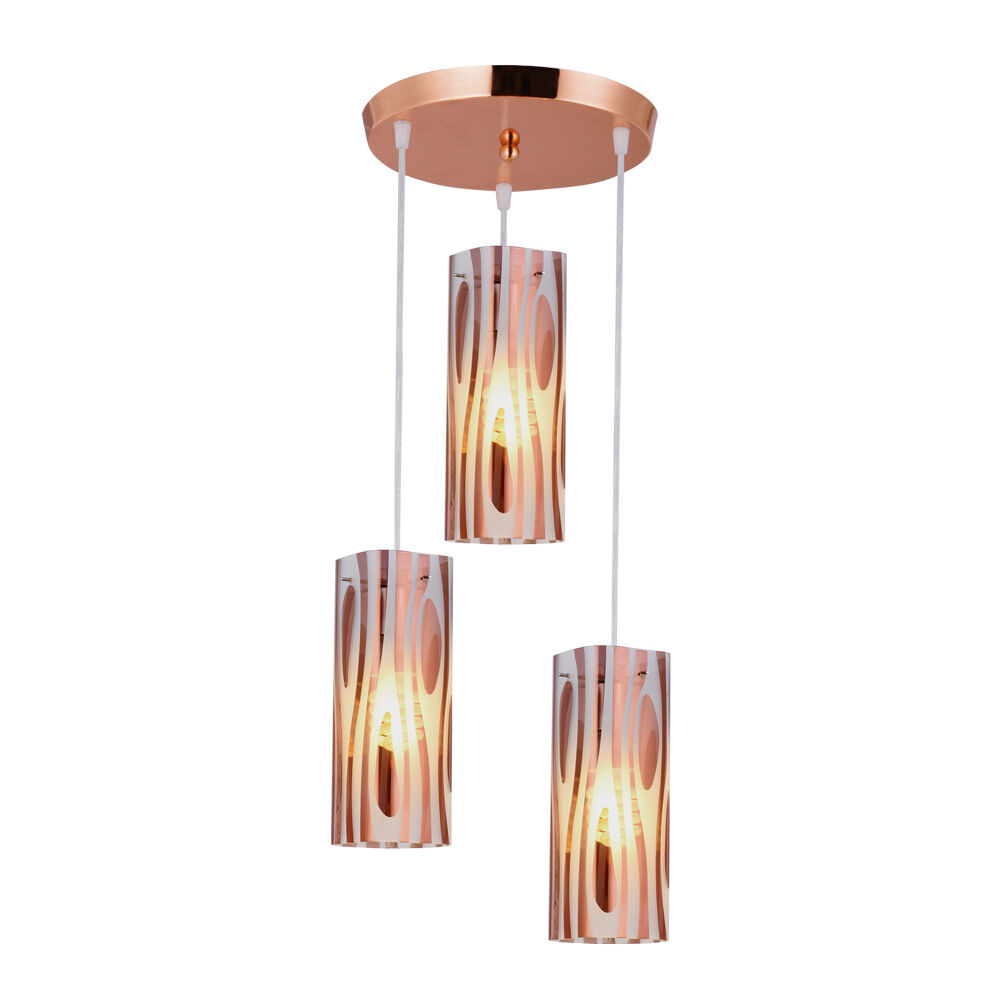 Pendente Bronzearte 3 Lâmpadas Mirage E27 Zebra Cobre