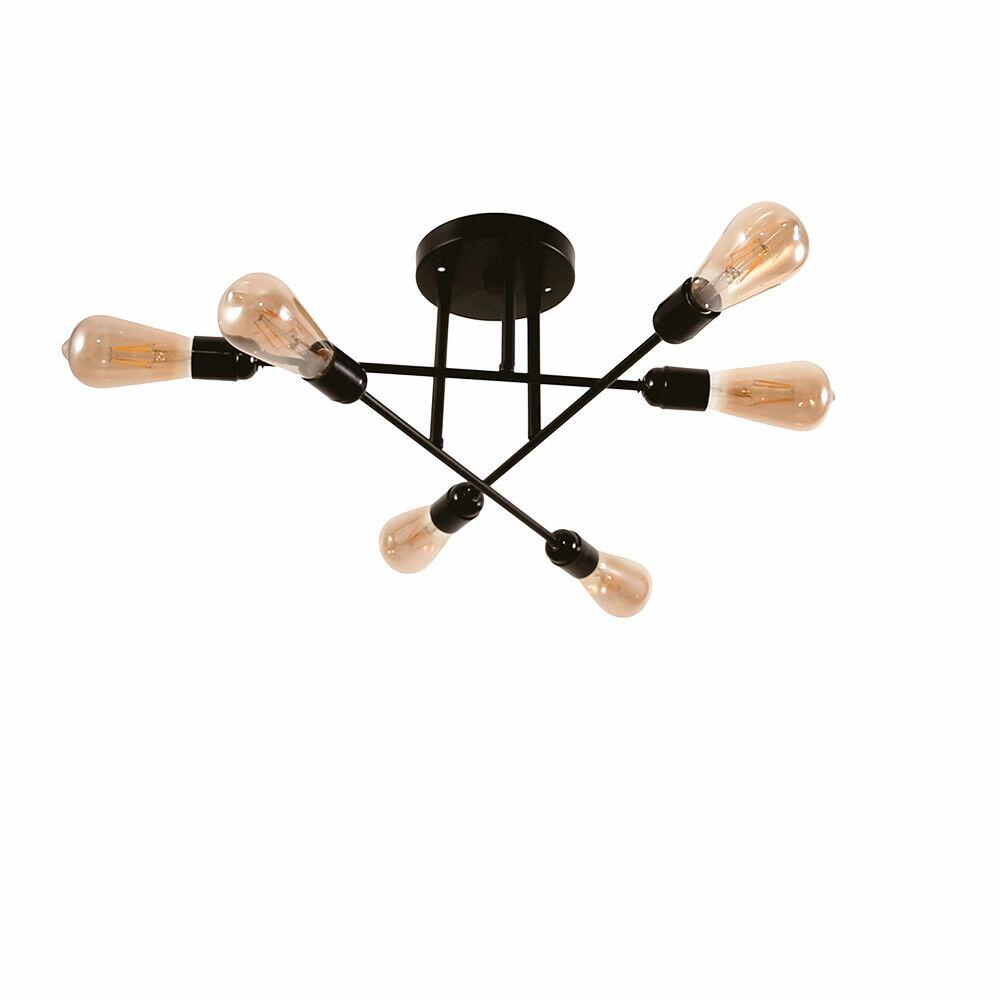 Pendente Taschibra 6 Lâmpadas Crossing E27 Preto