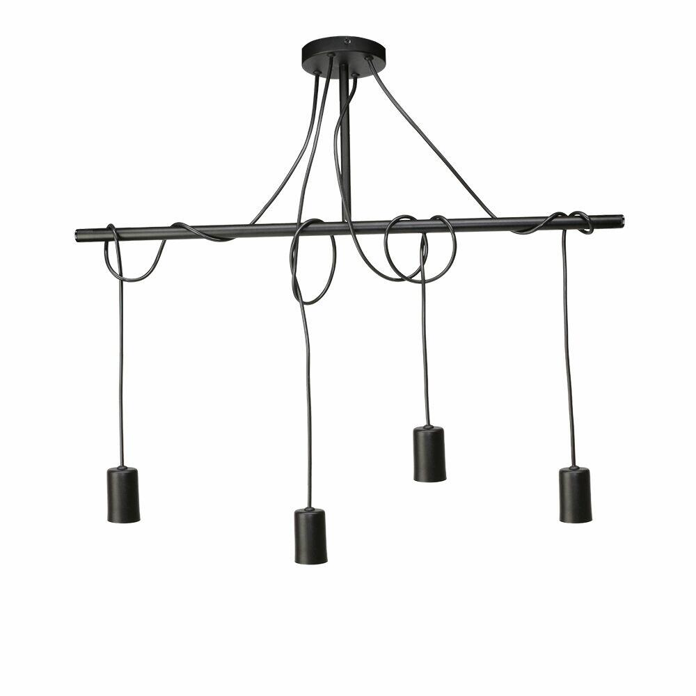 Pendente 4 Lâmpadas Taschibra Tears Linear E27 Preto