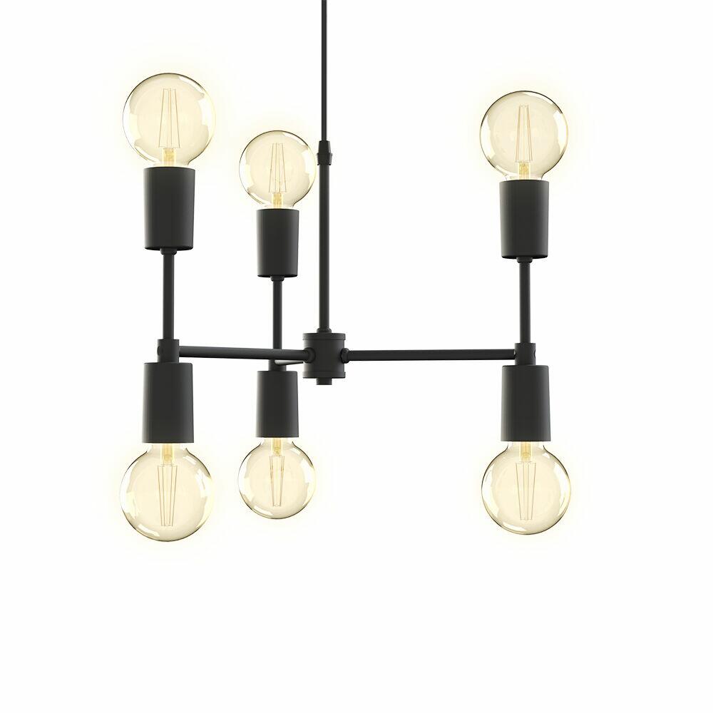 Pendente 6 Lâmpadas Taschibra Equilibrium E27 Preto