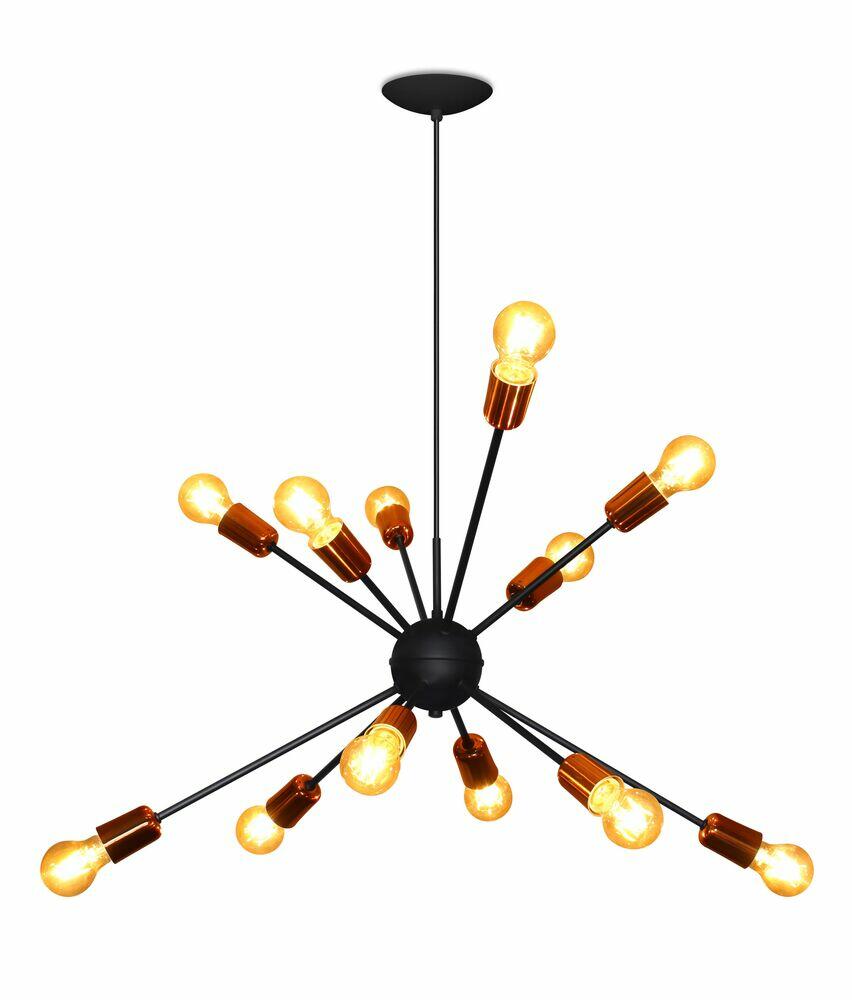 Pendente Spot Line 12 Lâmpadas Martin E27 Preto/Cobre