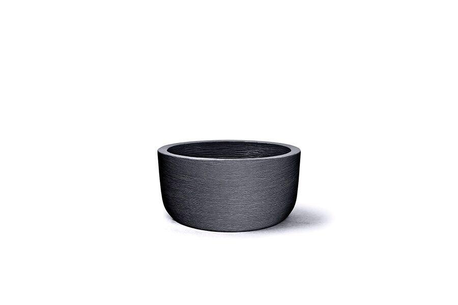 Vaso Plástico Grafiato Redondo Baixo 22cm Preto Nutriplan