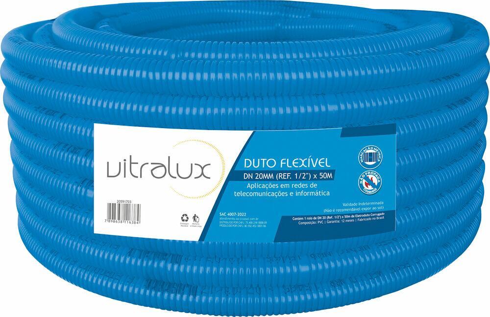 Eletroduto Corrugado 25mm PVC Flex Azul 50m Vitralux