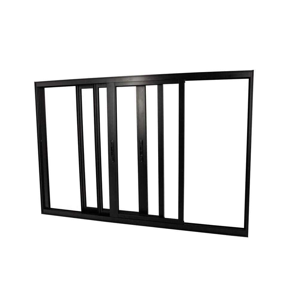 Janela de Correr Alumínio CRV 100x150cm 3 Folhas Black Nobre Preta