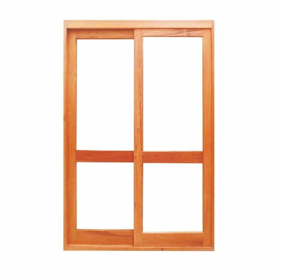 Porta de Correr Madeira Eucalipto 2 Folhas para Vidro Liso 2,13x1,60m Madecen