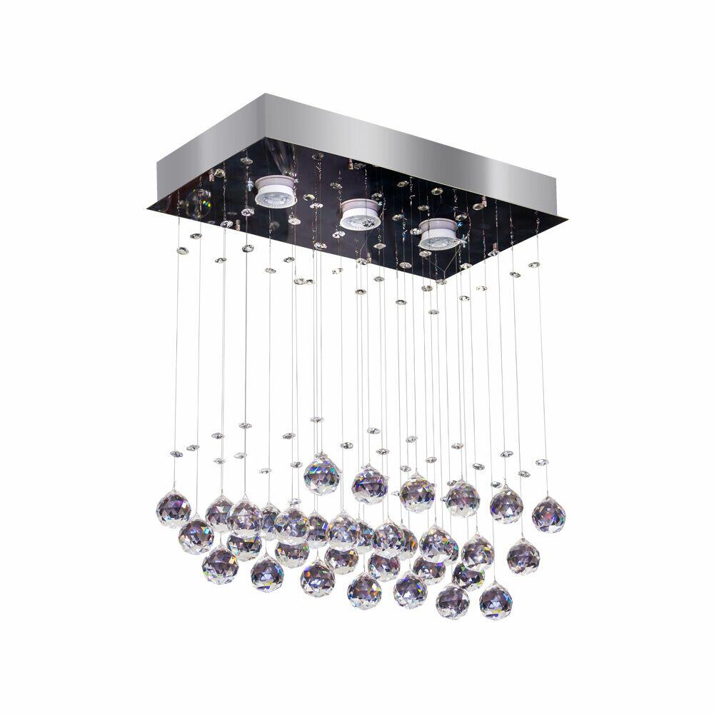 Plafon de Cristal Bronzearte 3 Lâmpadas GU10 Ball Inox