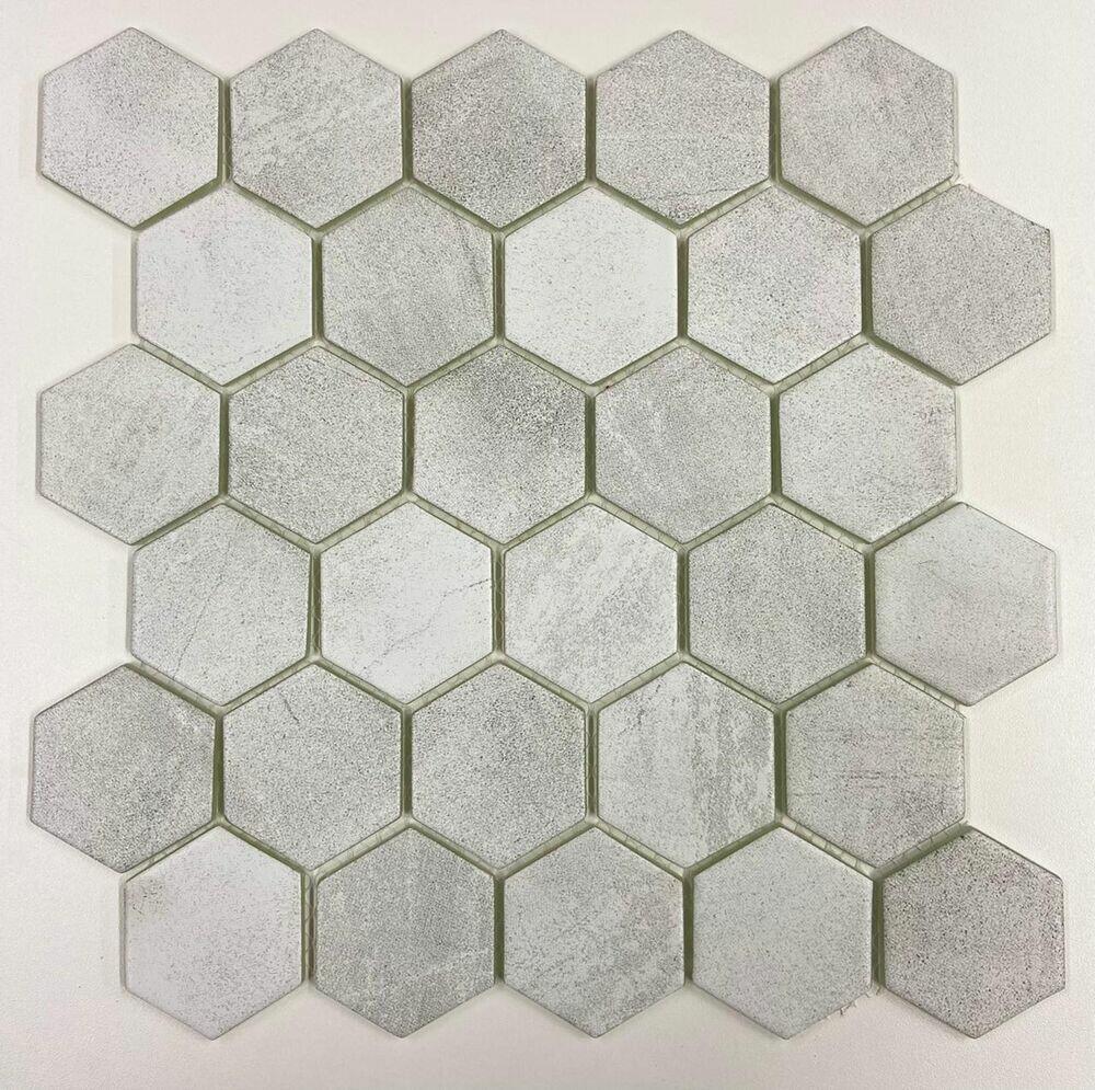 Pastilha de Vidro Hexagonal Brilhante Cinza 5,2X6 Van Gogh