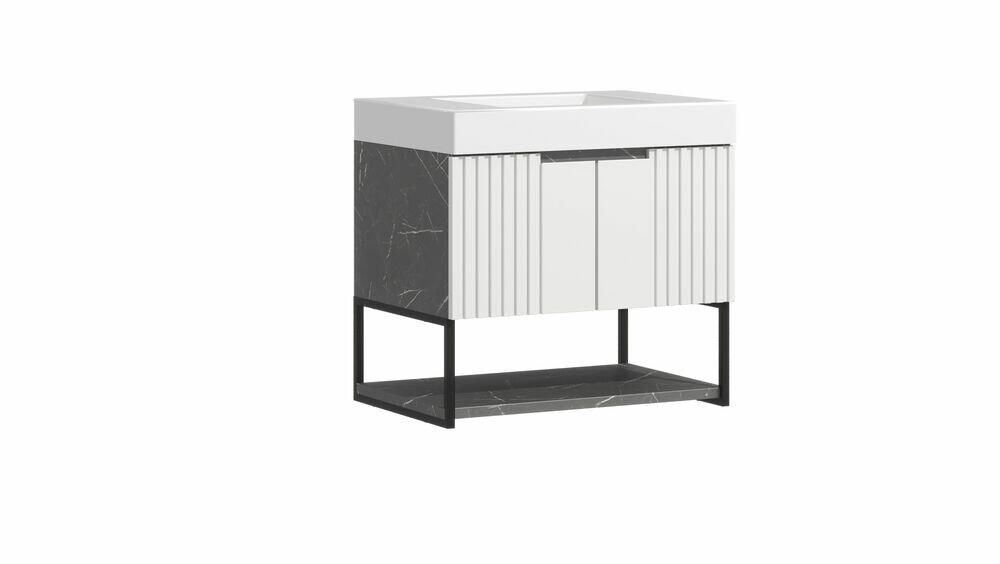 Balcão para Banheiro com Tampo MDF/MDP Cinza com Branco Urban 72x62cm C-Linea
