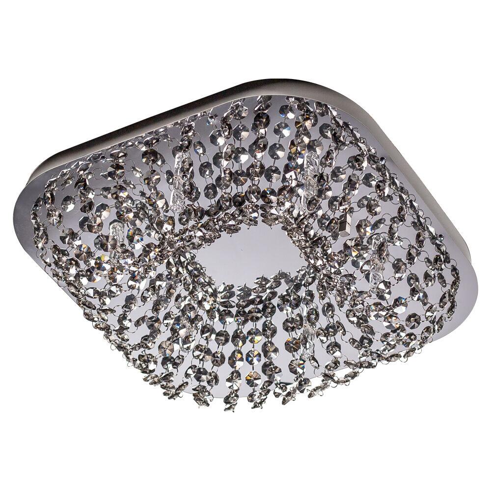 Plafon de Cristal Bronzearte 6 Lâmpadas Stadium G9 Fumê