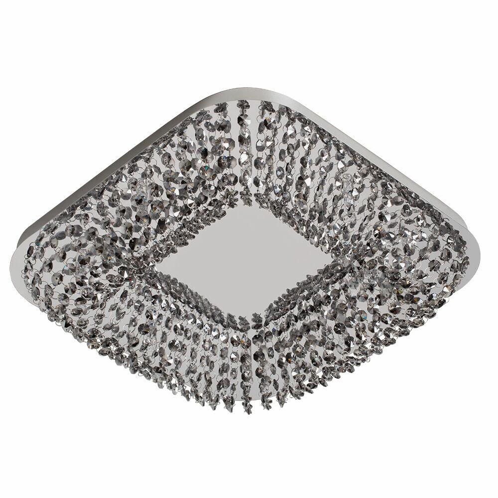 Plafon de Cristal Bronzearte 8 Lâmpadas Quadrado Stadium G9 Fumê